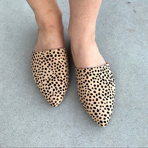 New! Tan Black Leopard Animal Print Flats Mules - Picture 5 of 9